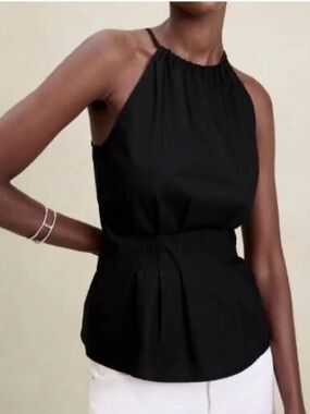 Banana Republic Black Halter Neck Cinched Waist Camisole